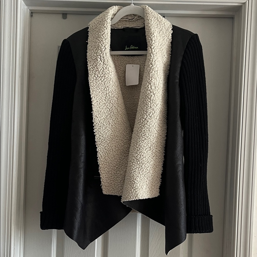 Sam Edelman Black Open Front Sherpa Lined Jacket Size M